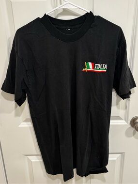 Italia Italy Embroidered Logo Black T-Shirt Men’s U.S. Large